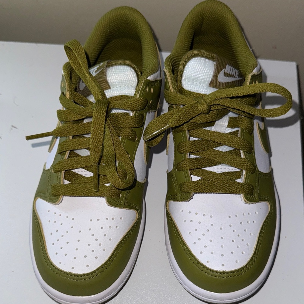 Nike Kids Olive Green and White Sneakers
